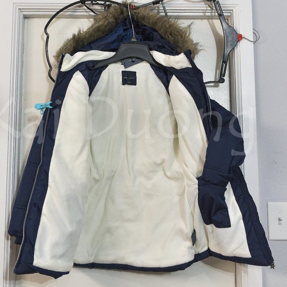 Tommy Hilfiger Girls Fleece‎ Lined Puffer Jacket NAVY - Picture 3 of 5